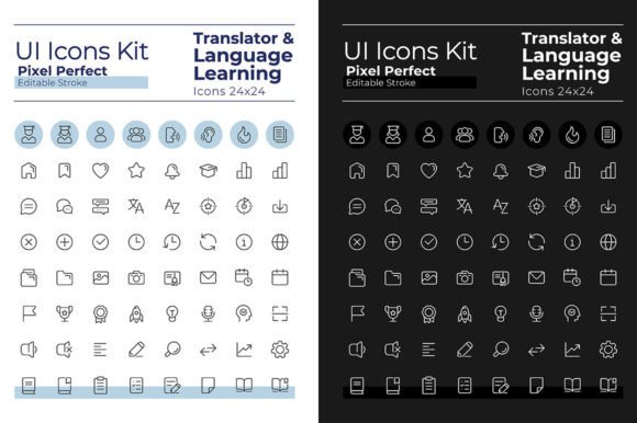 Pixel Perfect Icon Sets for Language Learning Apps