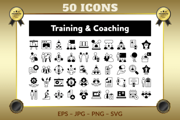 Training Coaching Half Glyph Icons: Scalable Visual Assets for Modern Projects