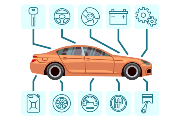 Understanding Car Parts Diagrams and Repair Service Infographics